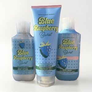 Bath & Body Works Blue Raspberry Burst Set- Lotion, Body Cream, and Body Wash
